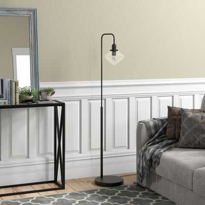 Black Floor Lamp w/ Clear Glass Shade