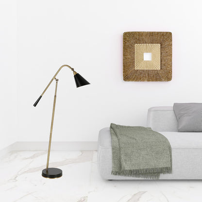 Black Swing Arm Floor Lamp w/ Black Shade