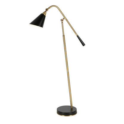 Black Swing Arm Floor Lamp w/ Black Shade