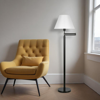 Black Swing Arm Floor Lamp w/ Shade