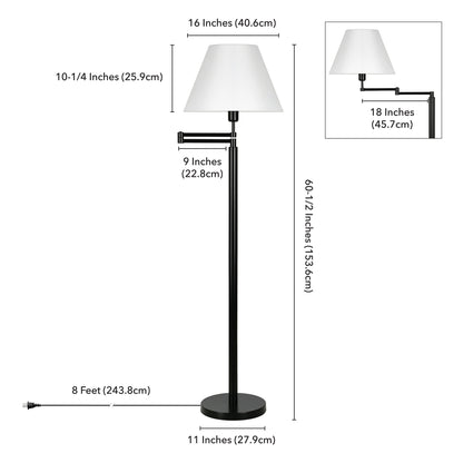Black Swing Arm Floor Lamp w/ Shade