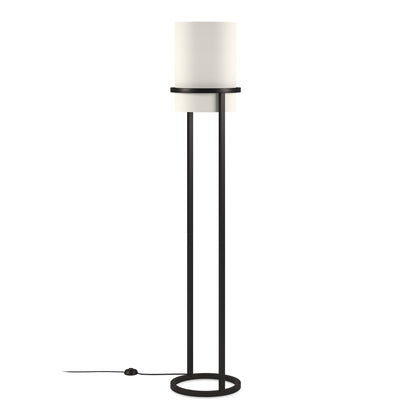 Black Column Floor Lamp w/ White Shade