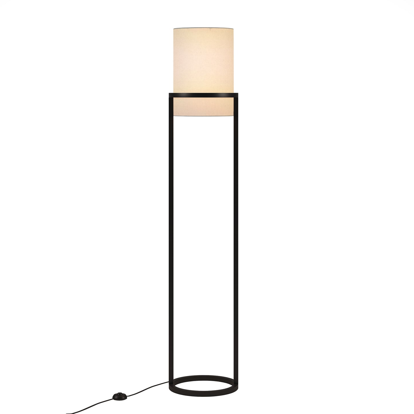 Black Column Floor Lamp w/ White Shade