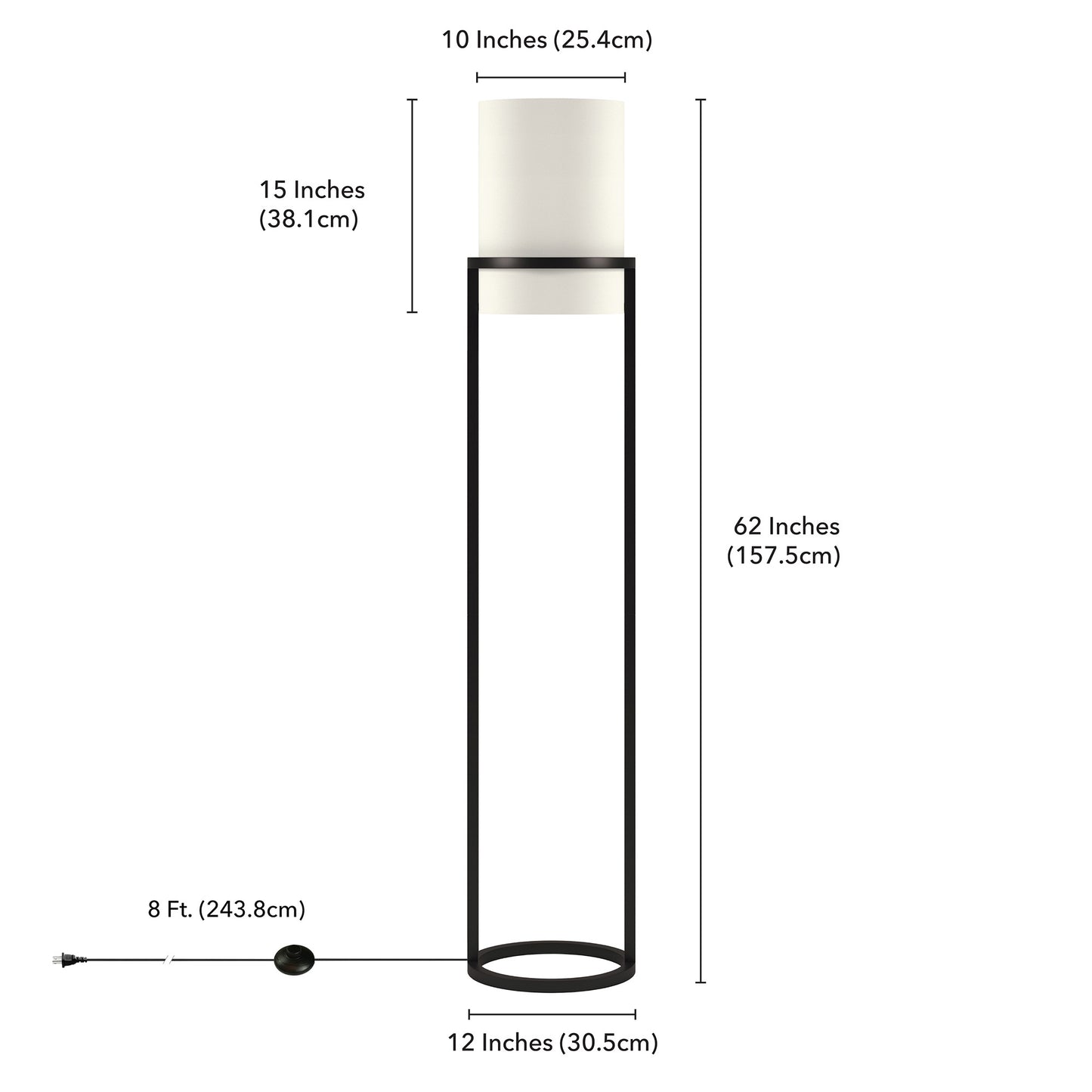 Black Column Floor Lamp w/ White Shade
