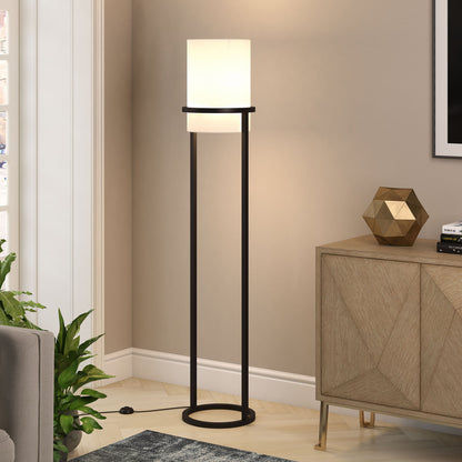 Black Column Floor Lamp w/ White Shade