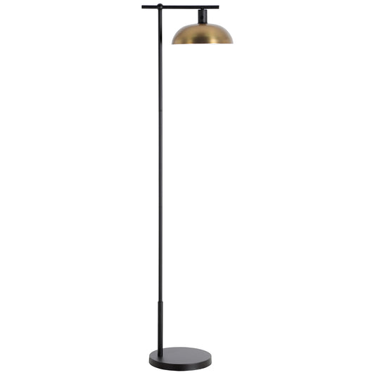 Black Reading Floor Lamp w/ Gold Bowl Shade