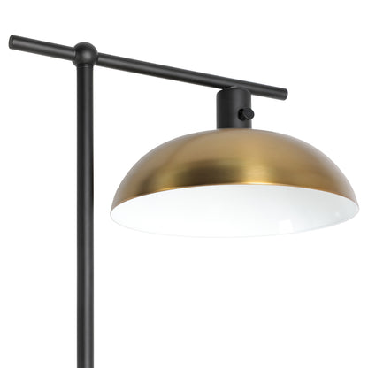 Black Reading Floor Lamp w/ Gold Bowl Shade