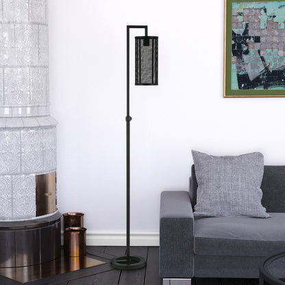 Black Floor Lamp w/ Black Mesh Shade