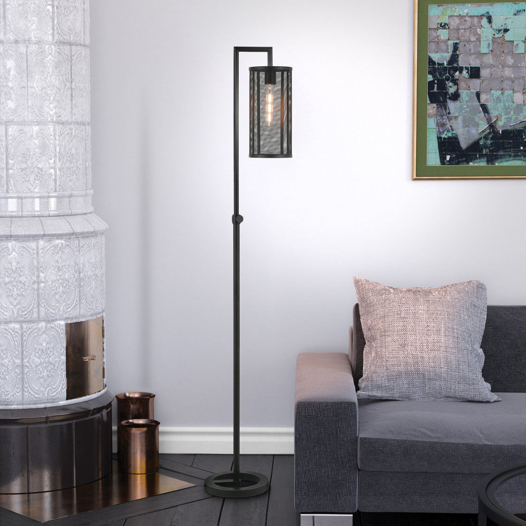 Black Floor Lamp w/ Black Mesh Shade
