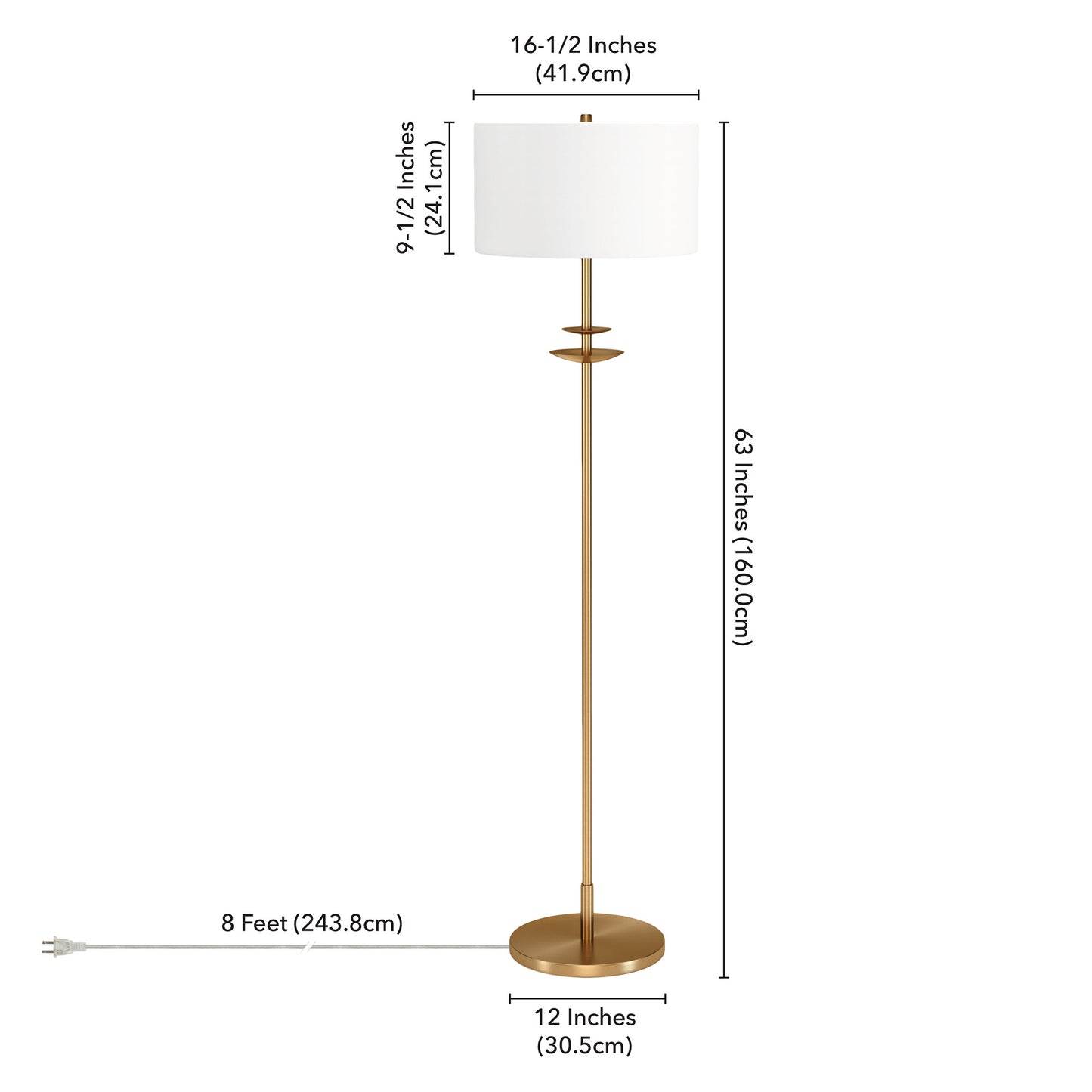 Brass Floor Lamp w/ Shade