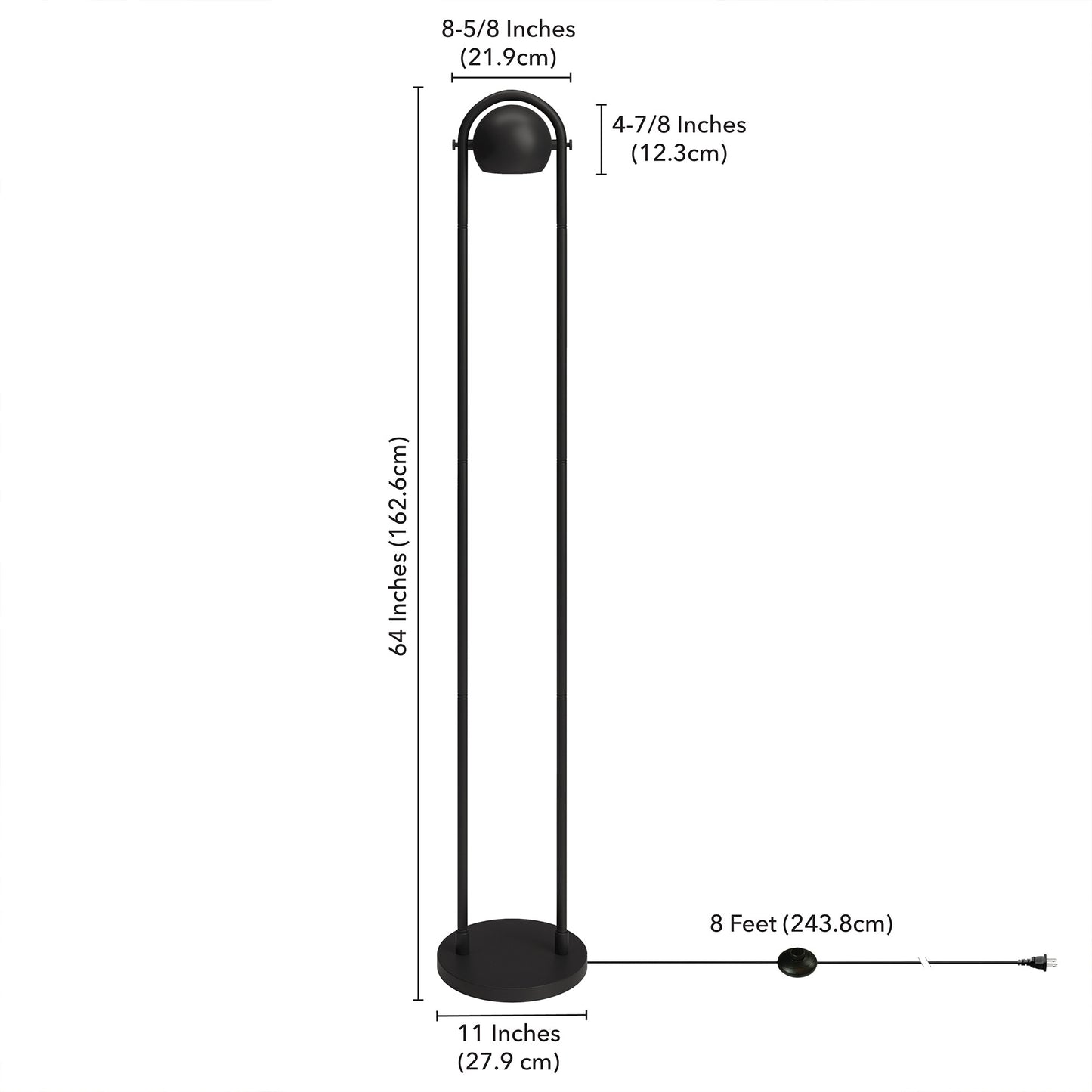 Black Column Floor Lamp w/ Black Shade