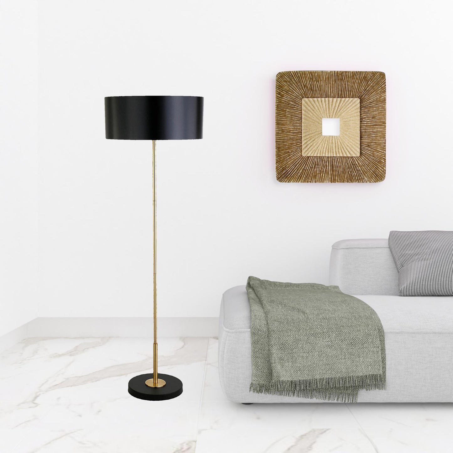 Black 2-Light Floor Lamp w/ Shade