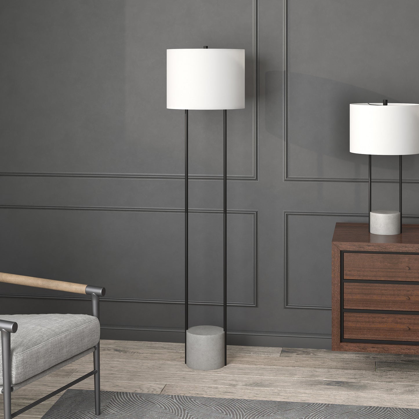 Black Column Floor Lamp w/ Shade