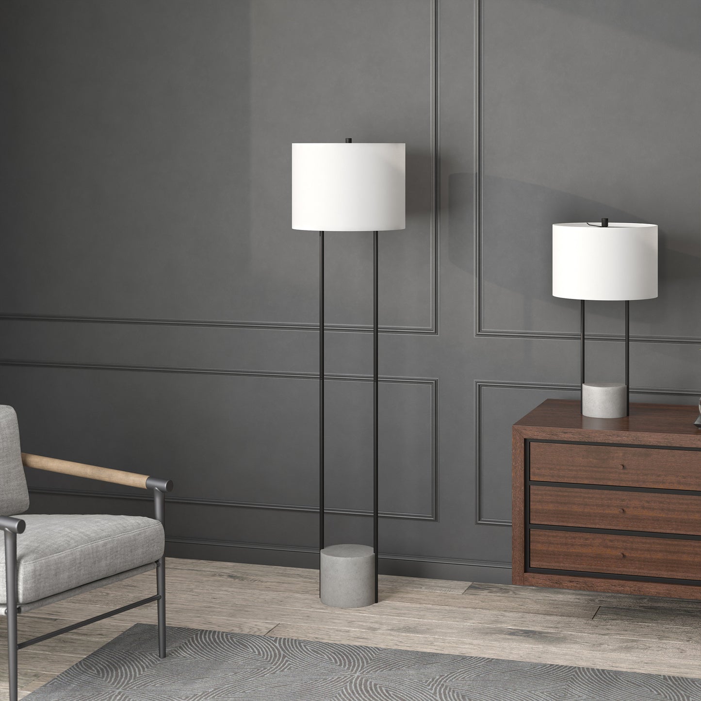 Black Column Floor Lamp w/ Shade