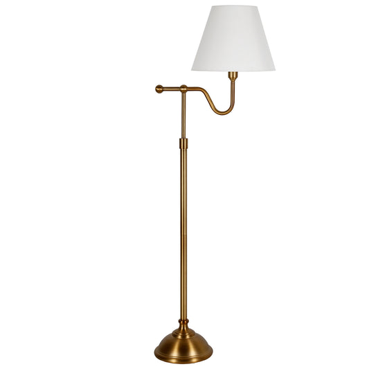 Brass Swing Arm Floor Lamp w/ Shade