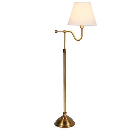Brass Swing Arm Floor Lamp w/ Shade