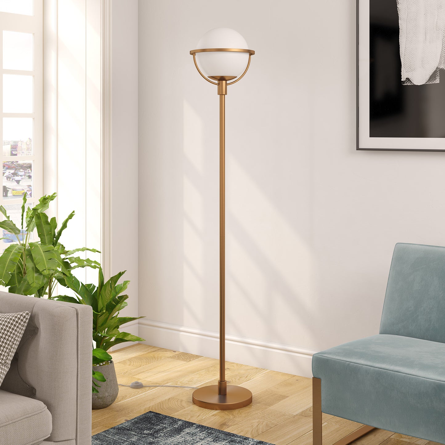 Brass Floor Lamp w/ Shade