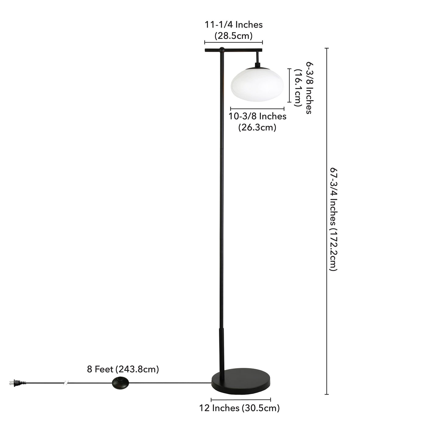 Black Reading Floor Lamp w/ Shade