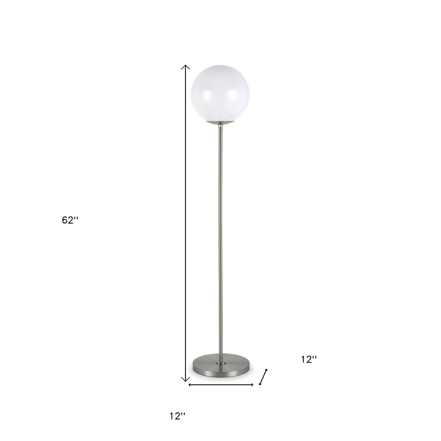 Nickel Floor Lamp w/ White Frosted Glass Shade