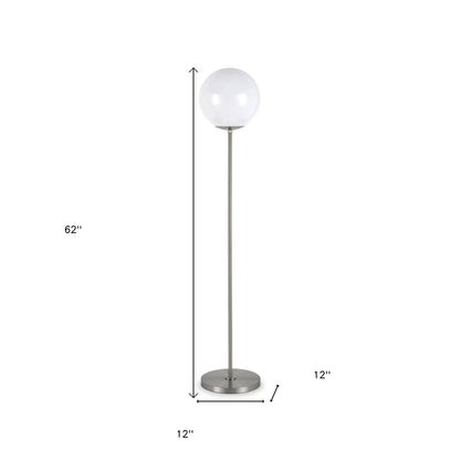 Nickel Floor Lamp w/ White Frosted Glass Shade