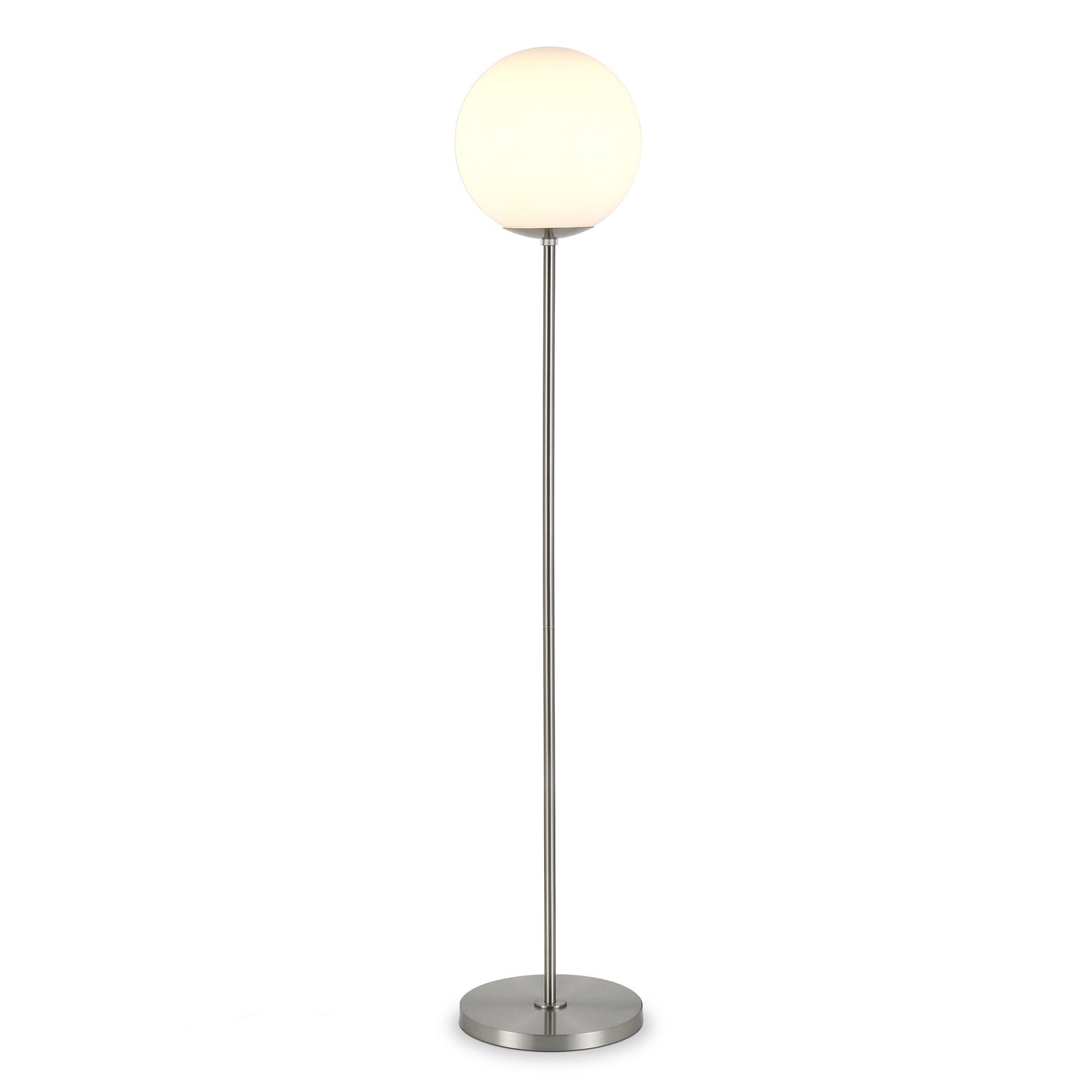Nickel Floor Lamp w/ White Frosted Glass Shade