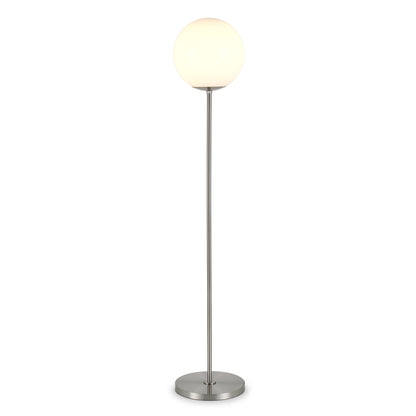 Nickel Floor Lamp w/ White Frosted Glass Shade