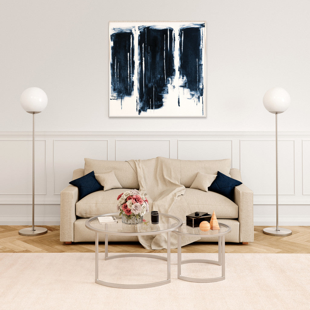 Nickel Floor Lamp w/ White Frosted Glass Shade