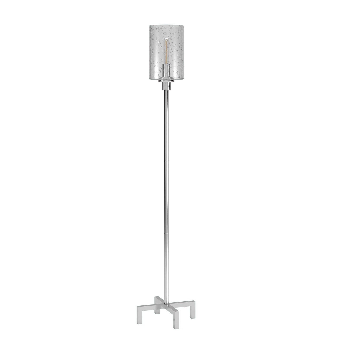 Nickel Torchiere Floor Lamp w/ Clear Glass Shade
