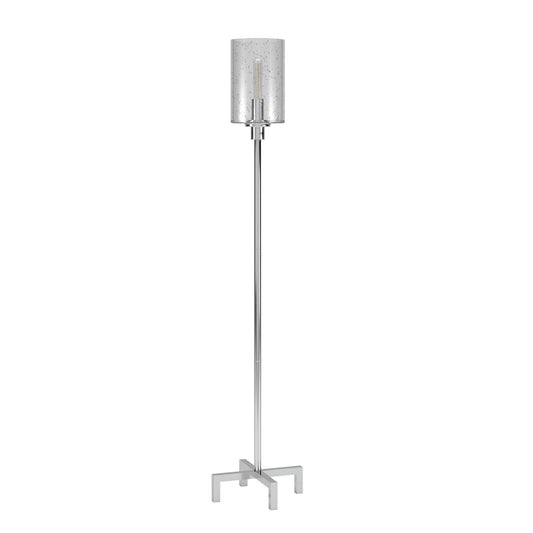 Nickel Torchiere Floor Lamp w/ Clear Glass Shade
