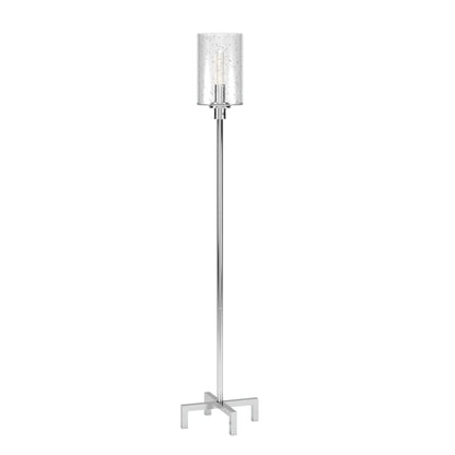 Nickel Torchiere Floor Lamp w/ Clear Glass Shade