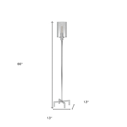 Nickel Torchiere Floor Lamp w/ Clear Glass Shade