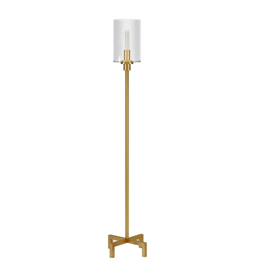 Brass Torchiere Floor Lamp w/ Clear Glass Shade