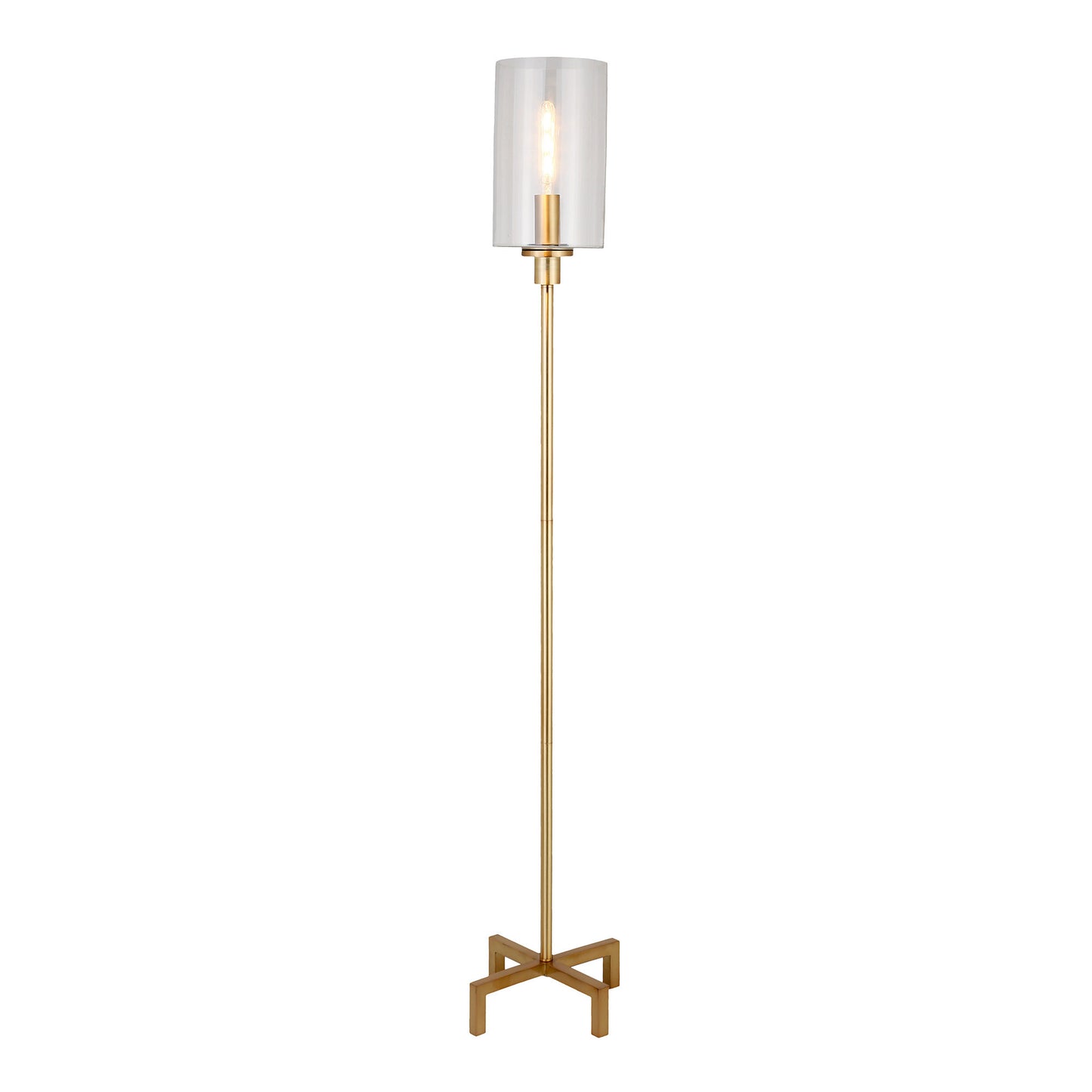 Brass Torchiere Floor Lamp w/ Clear Glass Shade
