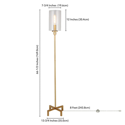 Brass Torchiere Floor Lamp w/ Clear Glass Shade