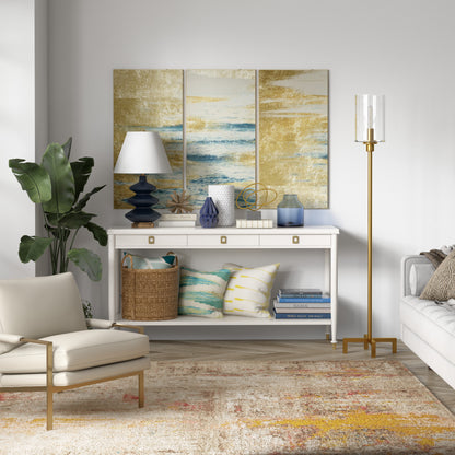 Brass Torchiere Floor Lamp w/ Clear Glass Shade