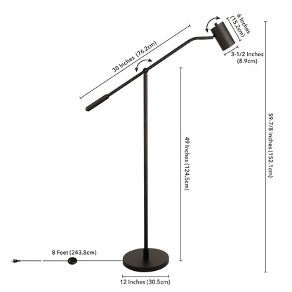 Black Swing Arm Floor Lamp w/ Shade