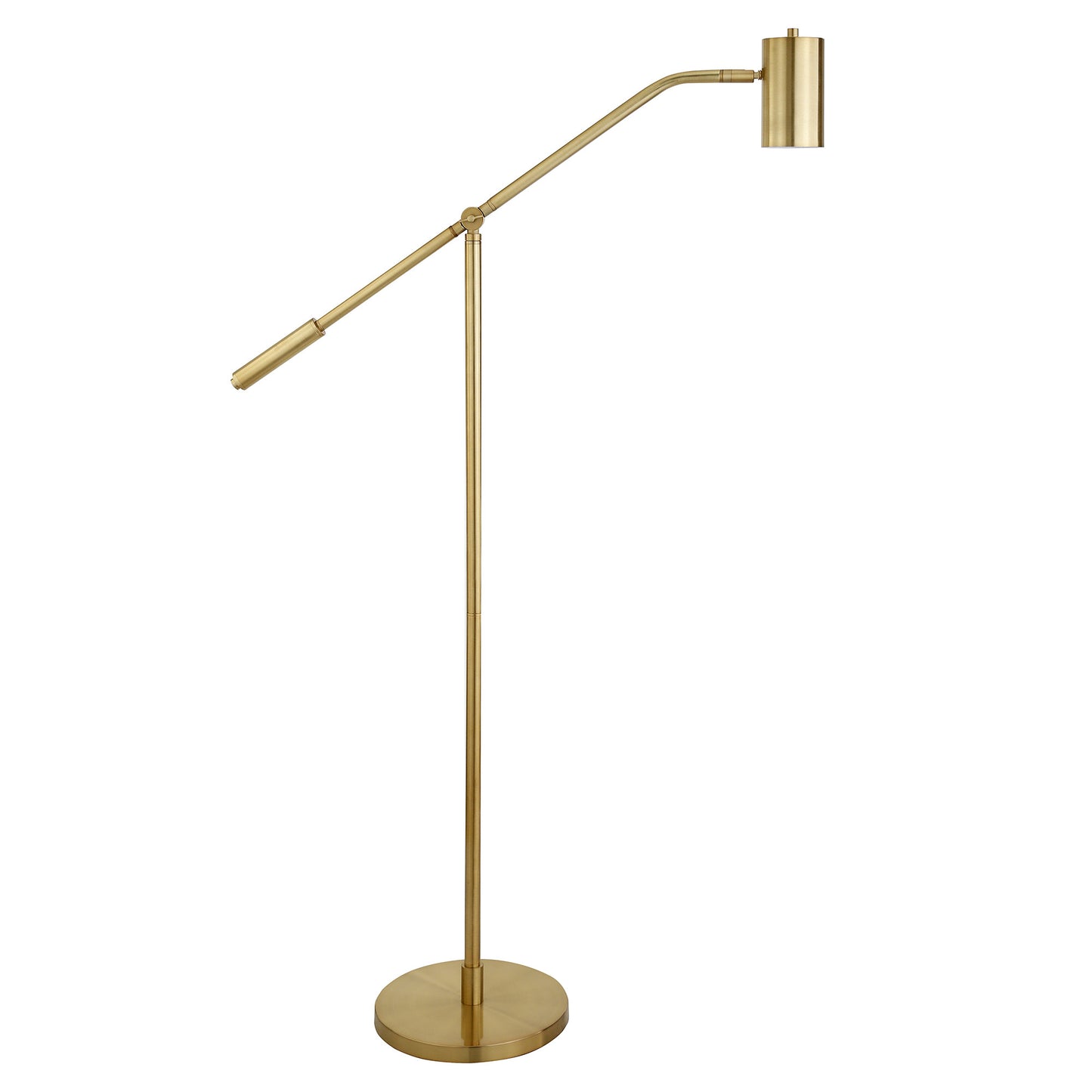 Brass Swing Arm Floor Lamp w/ Brass Shade