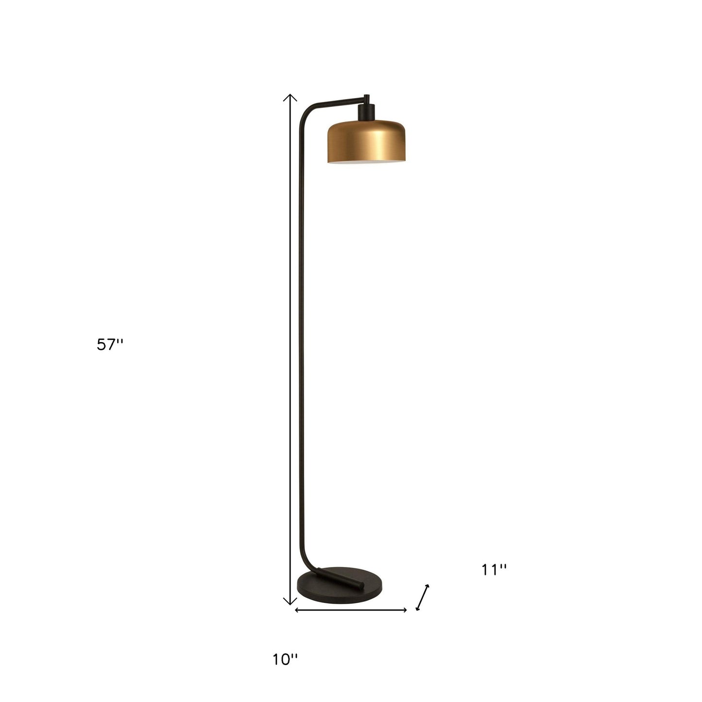 Black Floor Lamp w/ Brass Shade