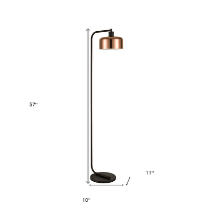 Black Floor Lamp w/ Copper Shade