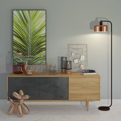 Black Floor Lamp w/ Copper Shade