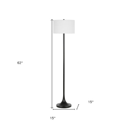 Black Floor Lamp w/ White Shade