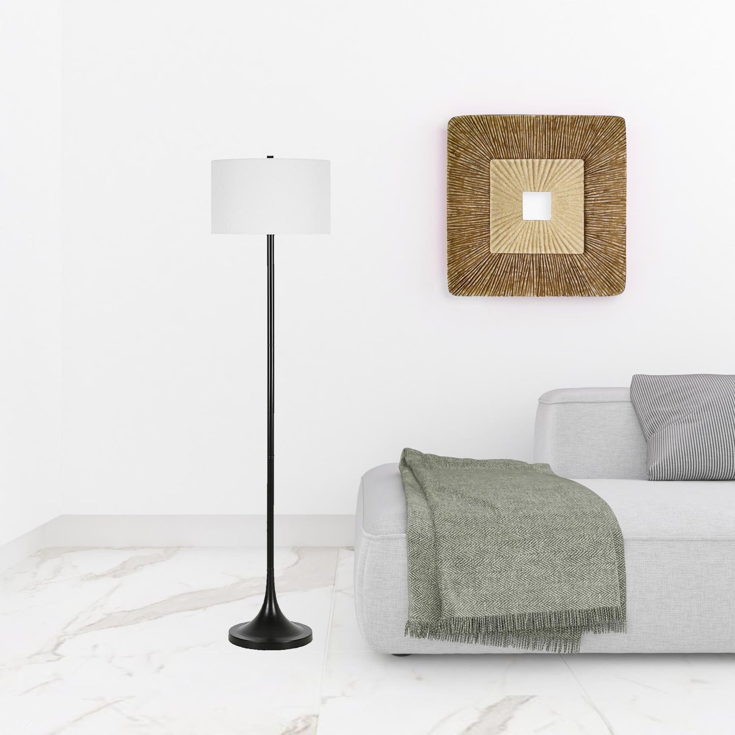 Black Floor Lamp w/ White Shade