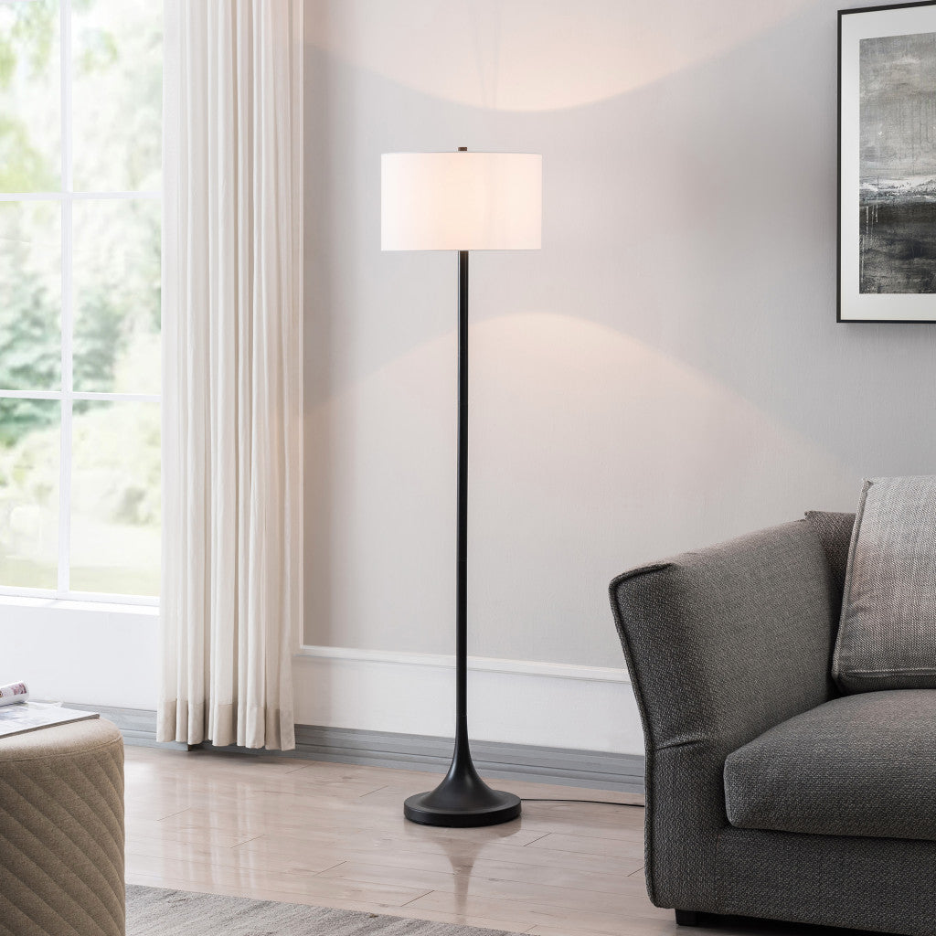 Black Floor Lamp w/ White Shade