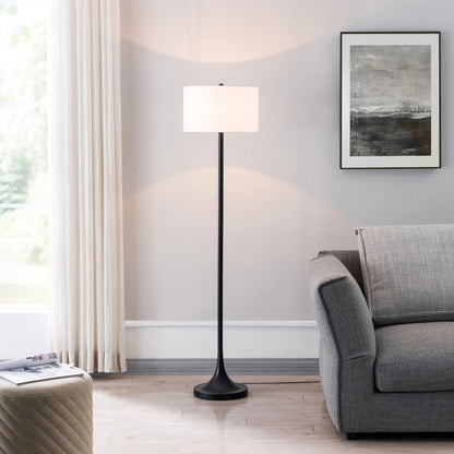 Black Floor Lamp w/ White Shade