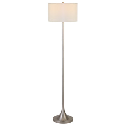 Nickel Floor Lamp w/ White Shade