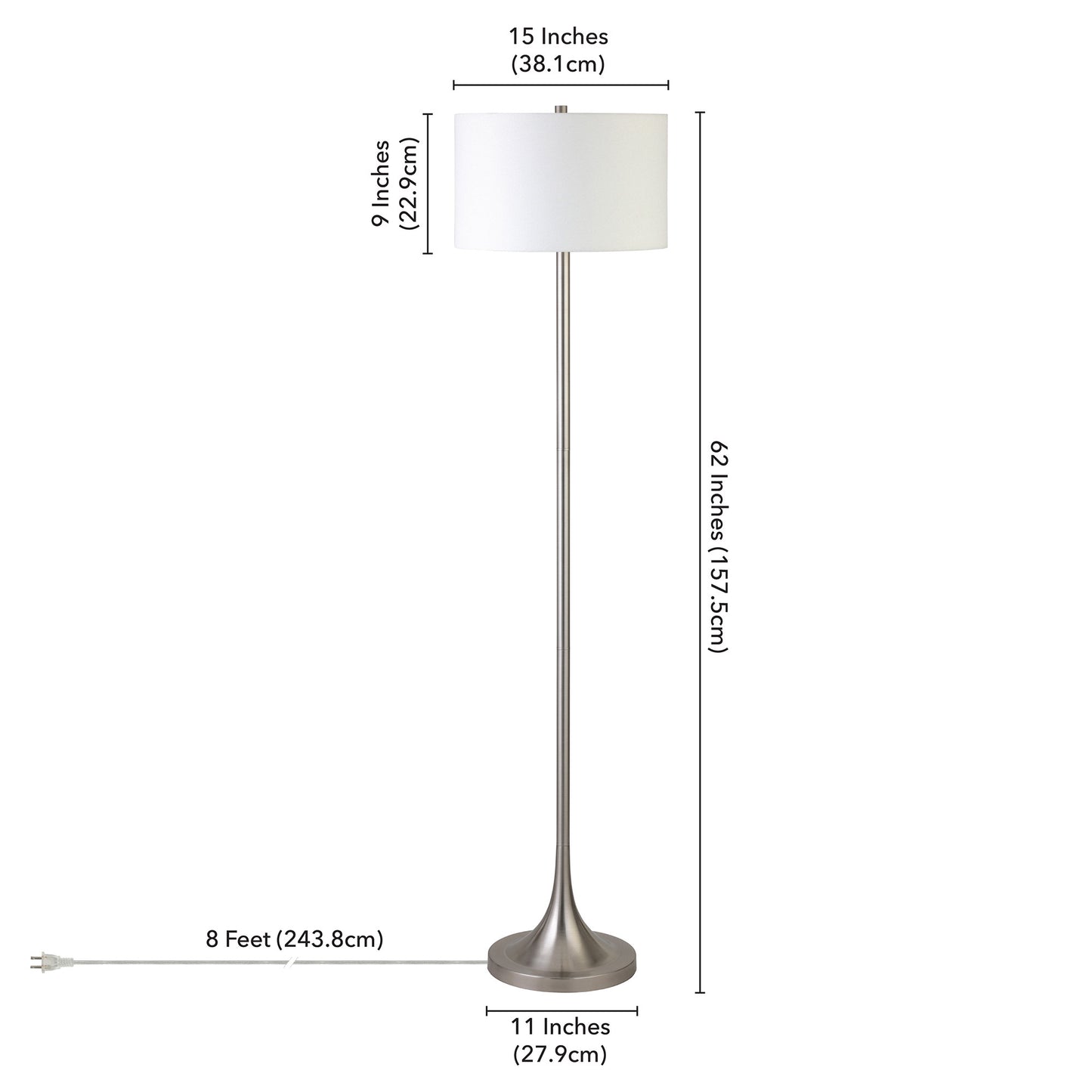 Nickel Floor Lamp w/ White Shade