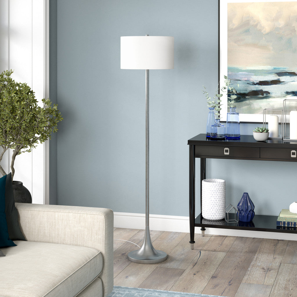 Nickel Floor Lamp w/ White Shade