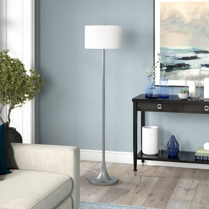 Nickel Floor Lamp w/ White Shade
