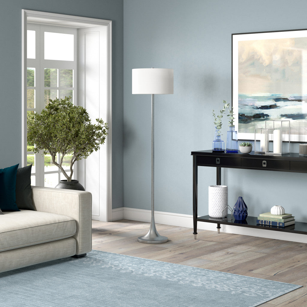 Nickel Floor Lamp w/ White Shade