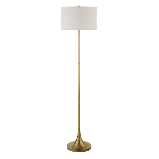 Brass Floor Lamp w/ White Shade